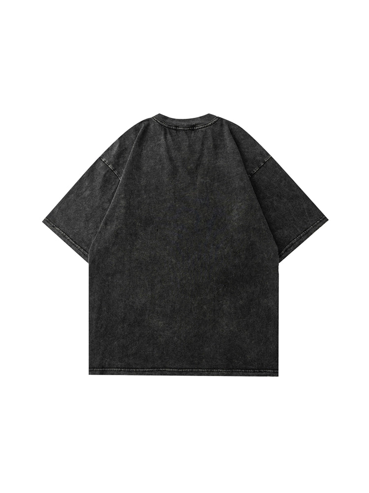 ヴィンテージウォッシュスカルグラフィックTシャツ - オーバーサイズハイストリートスタイル