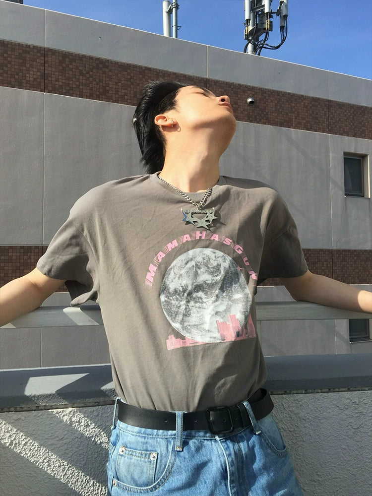 MamaHasGun ムーンシティ・ヴィンテージTシャツ【MHG01004】