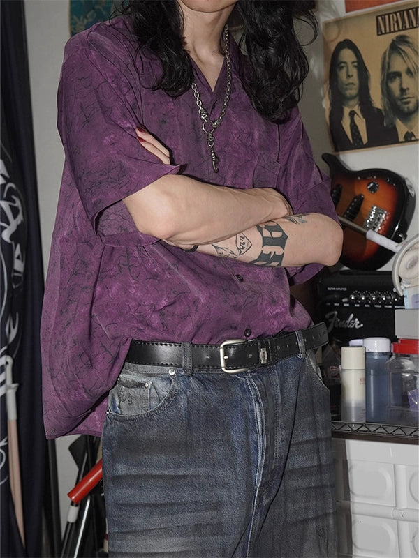 タイダイキューバ襟シャツ ビッグシルエット【NB01003】