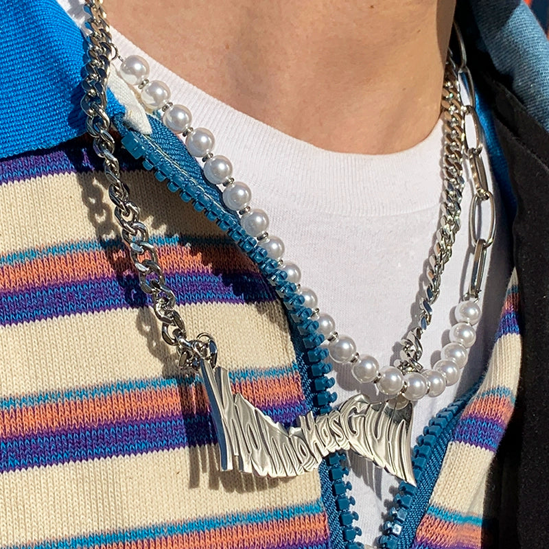 MamaHasGun ヴィンテージパールチェーンネックレス【MHG05002】