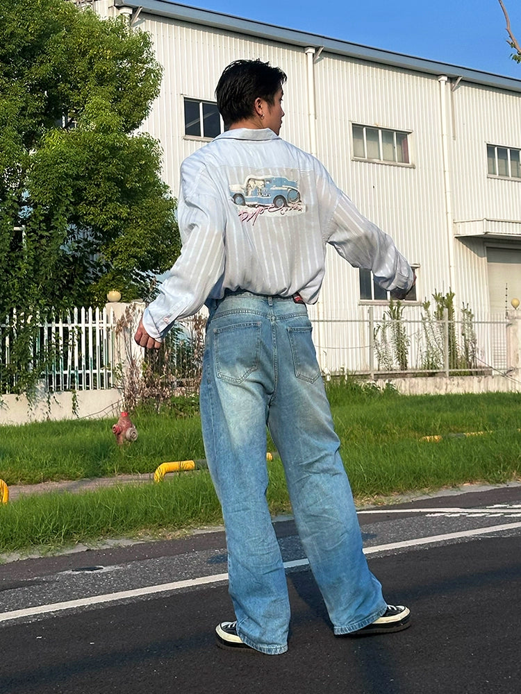 MamaHasGun×Piper コラボブランドGentle Breeze 80s刺繍プリントシャツ【MHG01003】