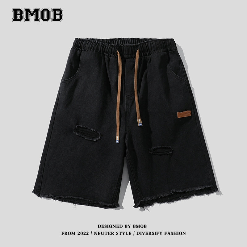 BMOB ヴィンテージ ダメージデニムショーツ ルーズフィット ハーフパンツ【BMO03003】