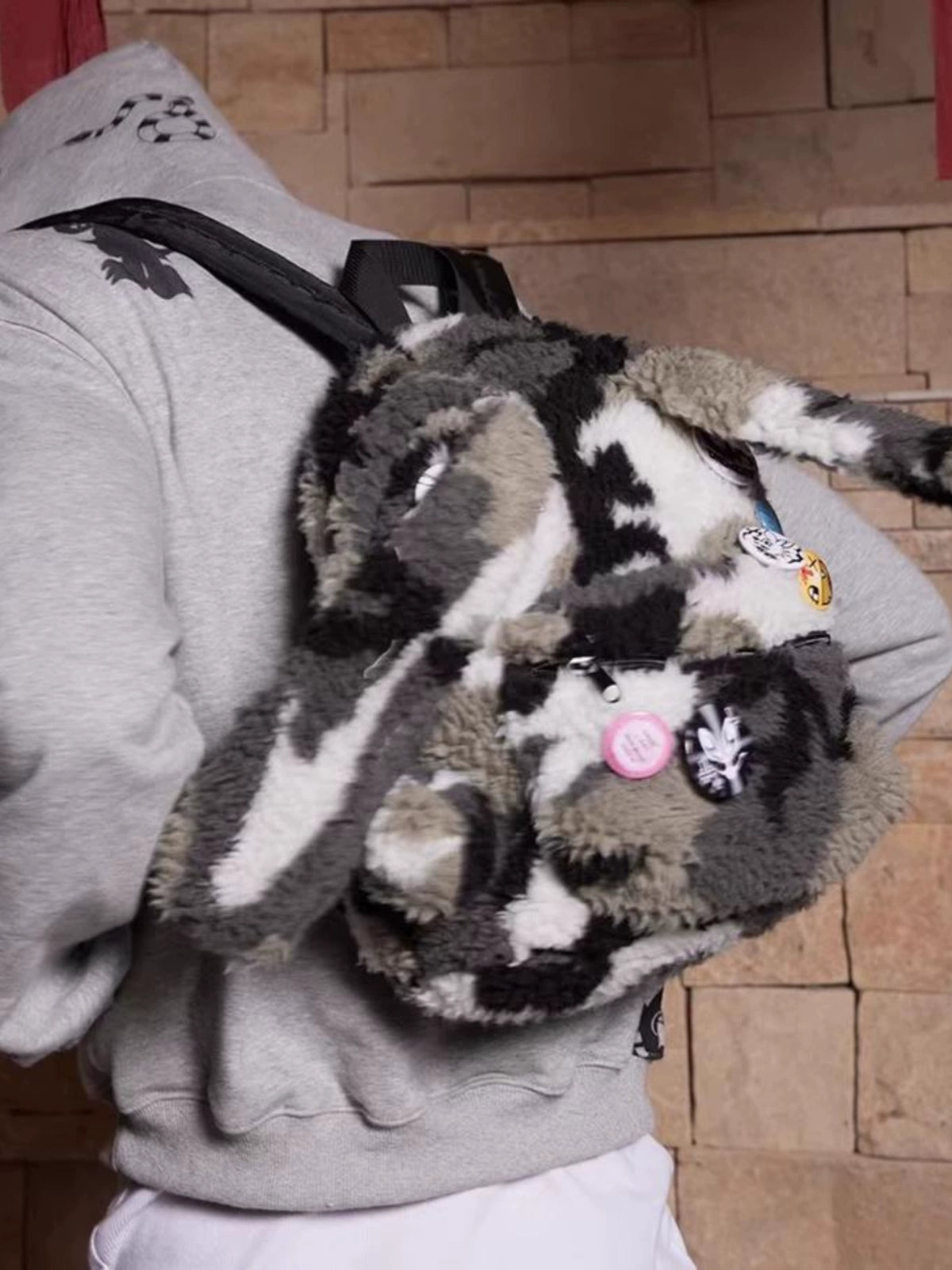 DND4DES Y2Kウサギ耳迷彩ぬいぐるみバックパック【DND04002】