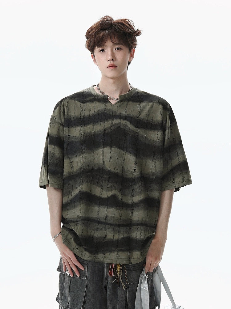 ヘビーウェイトストライプ ハーフスリーブシャツ 【NB01005】