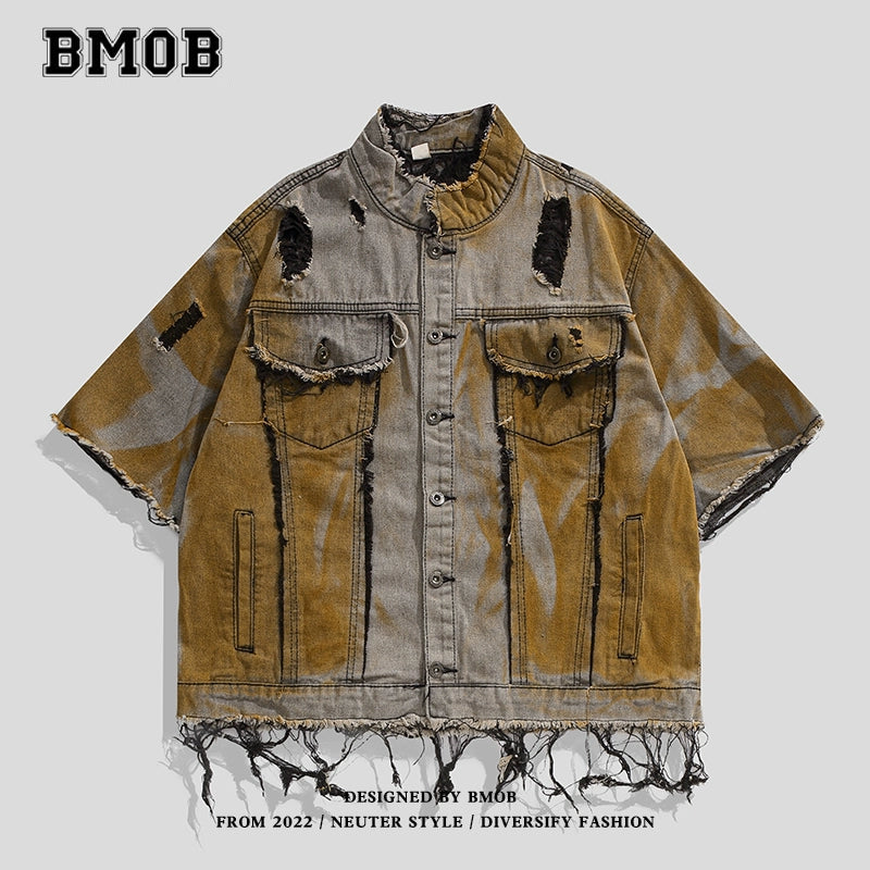 BMOB ダメージデニムセットアップ ユニセックスカジュアル【BMO01002】