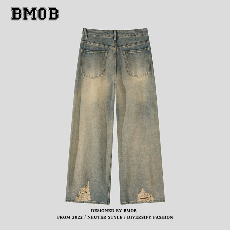 BMOB ウォッシュド ダメージ ジーンズ レトロデニム【BMO03004】