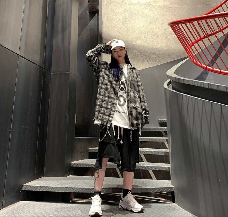 XBRO レトロドレープワイドレッグ アシメ丈ハーフパンツ【XBR03004】